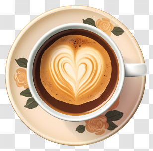 Coffee Cup - Heart-Shaped Latte Art In Coffee Cup Transparent PNG