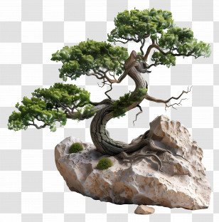 Bonsai Tree - Bonsai Tree Growing On A Rock Transparent PNG