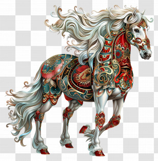 Chinese Zodiacs - Decorative Horse Illustration Transparent PNG