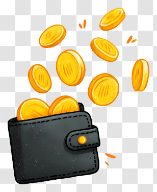Coins Dropping Into Wallet - Wallet Overflowing With Coins Transparent PNG