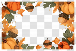 Autumn Background - Autumn Leaves And Pumpkin Frame For Seasonal Themes Transparent PNG