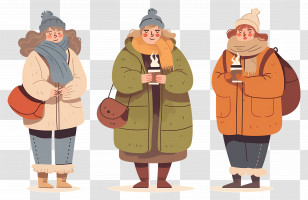Cartoon People - Winter Fashion Illustration Transparent PNG