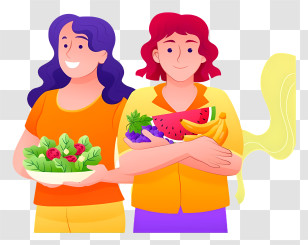 Women - People Holding Fruits And Vegetables Transparent PNG