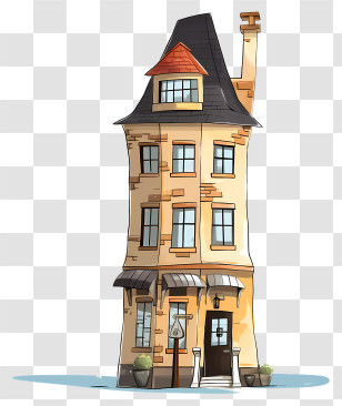 Cartoon House - Tall And Narrow Cartoon Building Transparent PNG