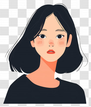 Korean Woman - Cartoon Woman Portrait Illustration Transparent PNG