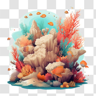 Coral Reefs - Underwater Coral Reef With Marine Life Transparent PNG