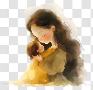 Mom - Mother Hugging Child Illustration Transparent PNG