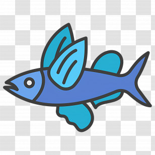 Tropical Fish - Blue Flying Fish Illustration Transparent PNG