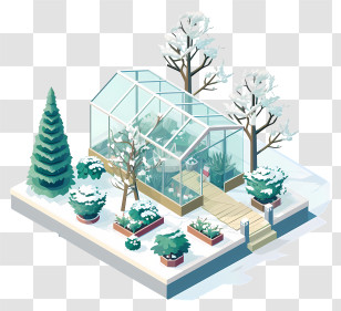 Winter Garden - Snow-Covered Greenhouse In Winter Illustration Transparent PNG
