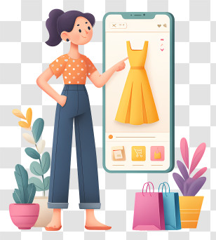 Online Shopping - Woman Shopping Via Phone Transparent PNG