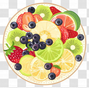 Fruit Platter - Colorful Fruit Salad Illustration Transparent PNG
