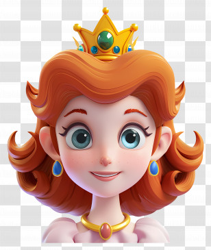 Princess Daisy - Cartoon Princess With Golden Crown Transparent PNG