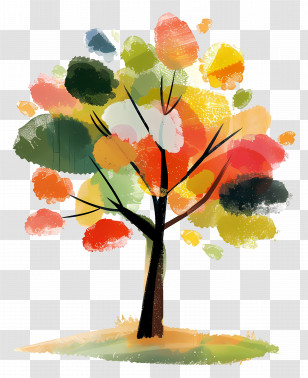 Cartoon Tree - Artistic Bright Autumn Tree Transparent PNG