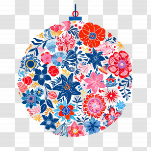 Floral Ball Ornaments - Colorful Floral Ornament Design For Festive Decor Transparent PNG