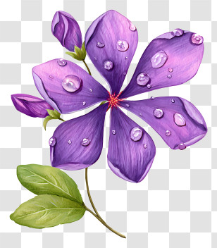 Purple Flower With Dew Drops - Purple Flower With Dewy Petals Transparent PNG