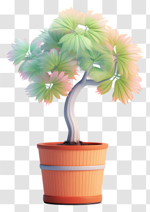 Bonsai Tree - Potted Rainbow Colored Plant Transparent PNG