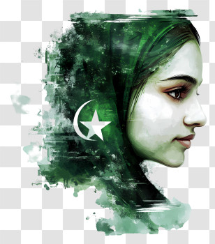Pakistan Day - Artistic Green Portrait With Star Transparent PNG