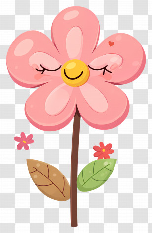 Flower Emoji - Cute Smiling Pink Flower Cartoon Transparent PNG