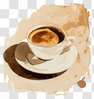 Coffee - Artistic Coffee Cup Illustration With Brown Tones Transparent PNG