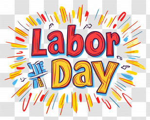 Labor Day - Colorful Labor Day Text Illustration Transparent PNG