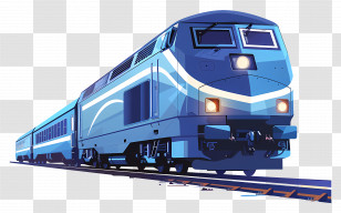 Train - Cartoon Blue Train Illustration Transparent PNG