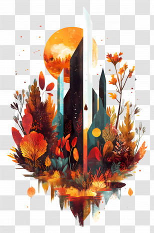 September Equinox - Abstract Colorful Landscape Transparent PNG