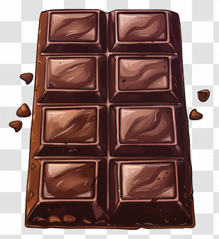 Chocolate Bar - Illustration Of A Dark Chocolate Bar Transparent PNG