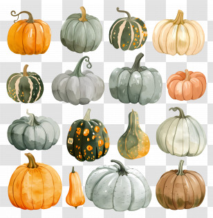Pumpkin - Artistic Collection Of Pumpkins And Gourds Transparent PNG