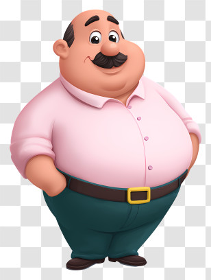 Big Bellied Man - Bald Man In Pink Shirt Transparent PNG