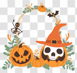 Halloween Frame - Pumpkins And Halloween Decorations Transparent PNG