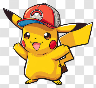 Pokemon - Pikachu With Hat Transparent PNG