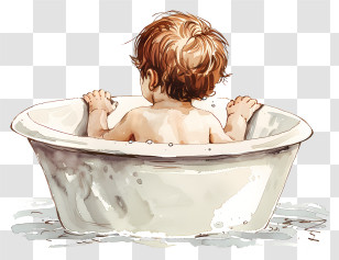 Baby Bath Tub - Baby Taking A Bath In Bathtub Transparent PNG