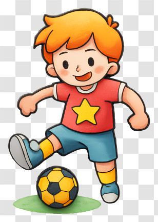 Cartoon Boy Playing Soccer - Cute Boy Playing Soccer Transparent PNG