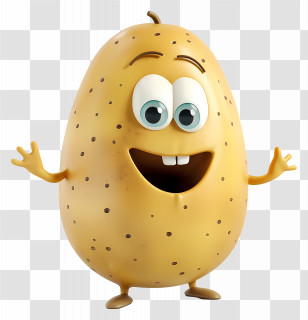 Cartoon Potato - Cartoon Potato Character With Happy Expression Transparent PNG