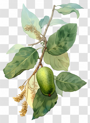 Balsam Pear - Green Fruit Branch With Leaves Transparent PNG