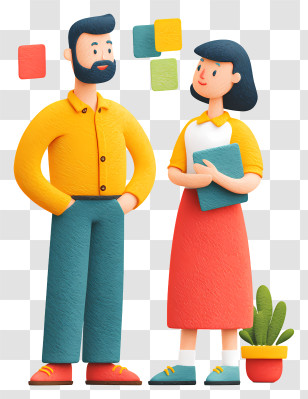 People Discussing A Project - Colorful Cartoon People In Conversation Transparent PNG