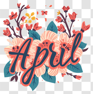 Hello April - April Flower Lettering Decoration Transparent PNG