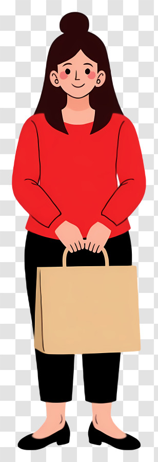 Woman Holding Grocery Bag - Woman With Shopping Bag Transparent PNG