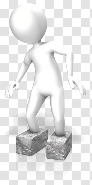 Stick Figure - 3D Character With Cement Blocks On Feet Transparent PNG