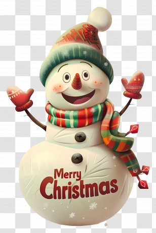 Christmas Snowman - Festive Snowman With Scarf Transparent PNG