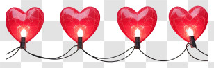 Realistic 3d Valentine String Lights - Red Heart Shaped String Lights Transparent PNG