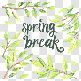 Spring Break - Spring Break Text With Leaves Transparent PNG