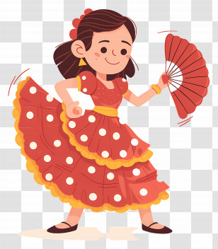 Flamenco Dancing - Girl Dancing With A Fan Transparent PNG