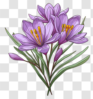 Flat Crocus - Purple Crocus Flowers In Bloom Transparent PNG