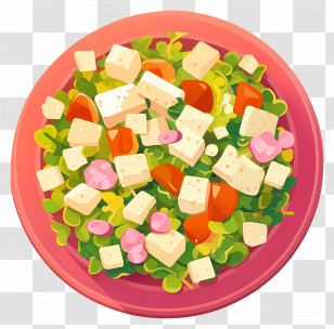 Vegetable Salad - Fresh Vegetable Salad On Pink Plate Transparent PNG
