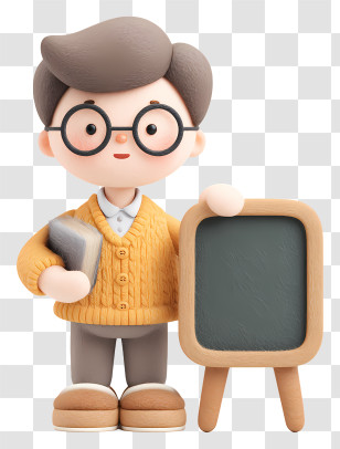 Teacher In School Classroom - Teacher Holding Book And Blackboard Transparent PNG