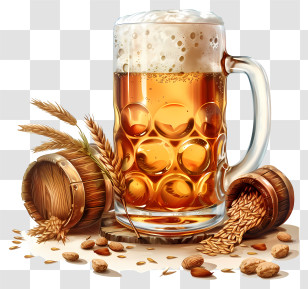 Homebrew Day - Beer Mug With Wheat And Barrel Transparent PNG