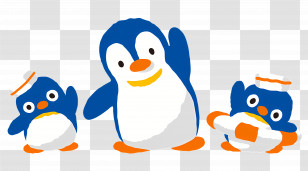 Polar Picnic - Cute Blue Penguins Trio Transparent PNG
