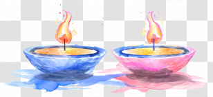 Diwali Diya - Diwali Oil Lamps With Flames Transparent PNG