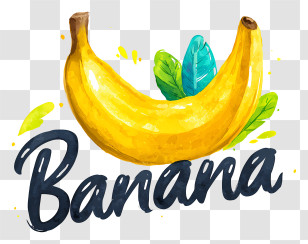 Banana Logo - Yellow Banana Watercolor Lettering Transparent PNG